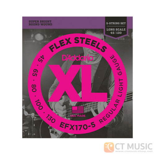 สายเบส D'Addario EFX170-5 FlexSteels 5 String Bass 045 065 080 100 130