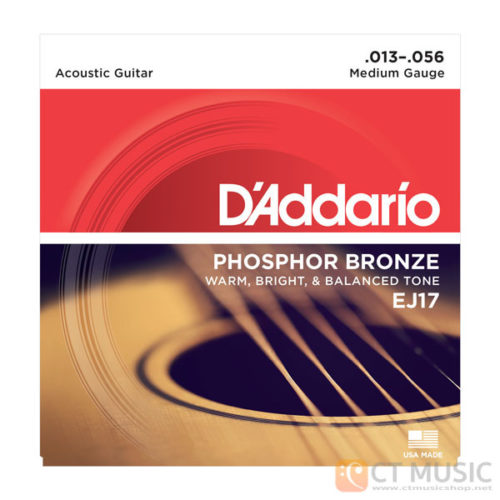 สายกีตาร์โปร่ง D'Addario EJ17 Phosphor Bronze Medium 013-056