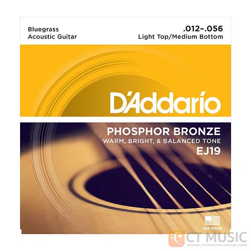 สายกีตาร์โปร่ง D'Addario EJ19 Phosphor Bronze Bluegrass : Light Top 012-056