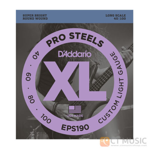 สายเบส D'Addario EPS190 ProSteels 4 String Bass 040 060 080 100