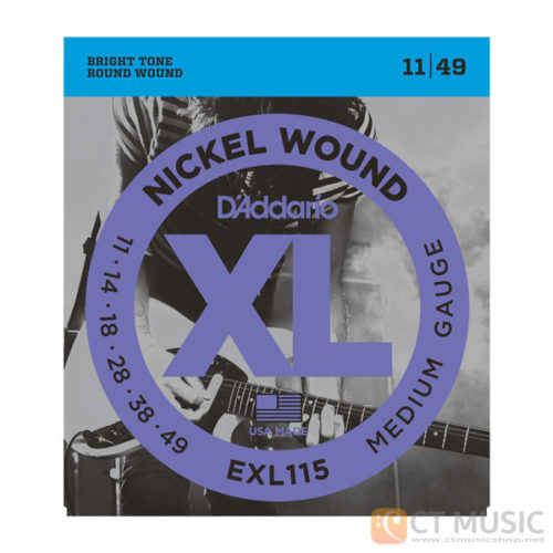 สายกีตาร์ไฟฟ้า D'Addario EXL115 Nickel Wound Medium Blues Jazz Rock 011-049