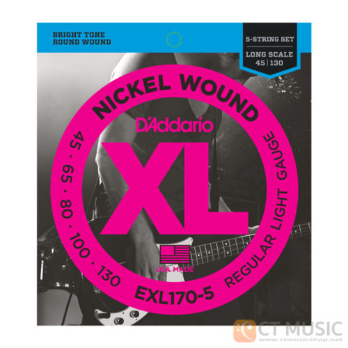 สายเบส D'Addario EXL170-5 Nickel Wound 5 String Bass 045 065 080 100 130