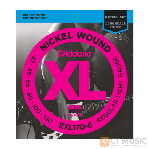 สายเบส D'Addario EXL170-6 Nickel Wound 6 String Bass 032 045 065 080 100 130