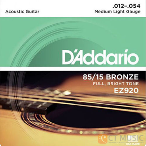 สายกีตาร์โปร่ง D'Addario EZ920 American Bronze 85/15 Medium Light 012-054