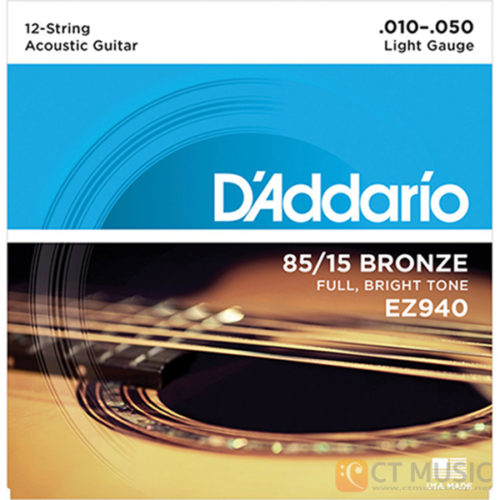 สายกีตาร์โปร่ง D'Addario EZ940 American Bronze 85/15 12 String Light 010-050