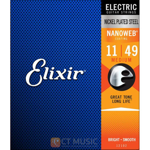 สายกีตาร์ไฟฟ้า Elixir Electric Nickel Plated Steel NanoWeb Coating Medium 011-049