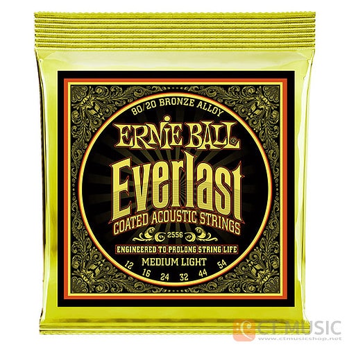 สายกีตาร์โปร่ง Ernie Ball Everlast Coated 80/20 Bronze Medium Light 012-054