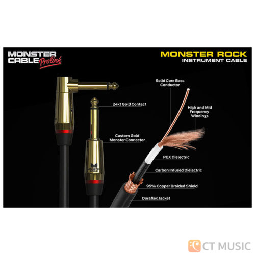 Monster Rock 12ft Angled to Straight Instrument Cable