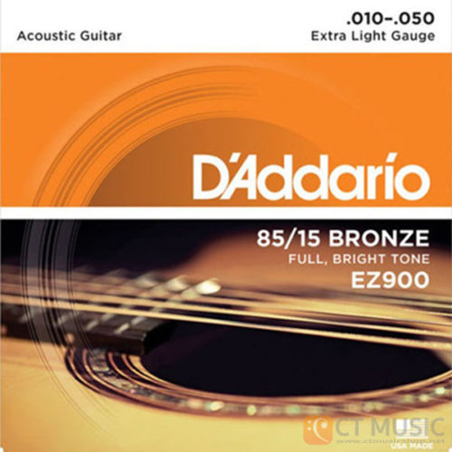 สายกีตาร์โปร่ง D'Addario EZ900 American Bronze 85/15 Extra Light 010-050
